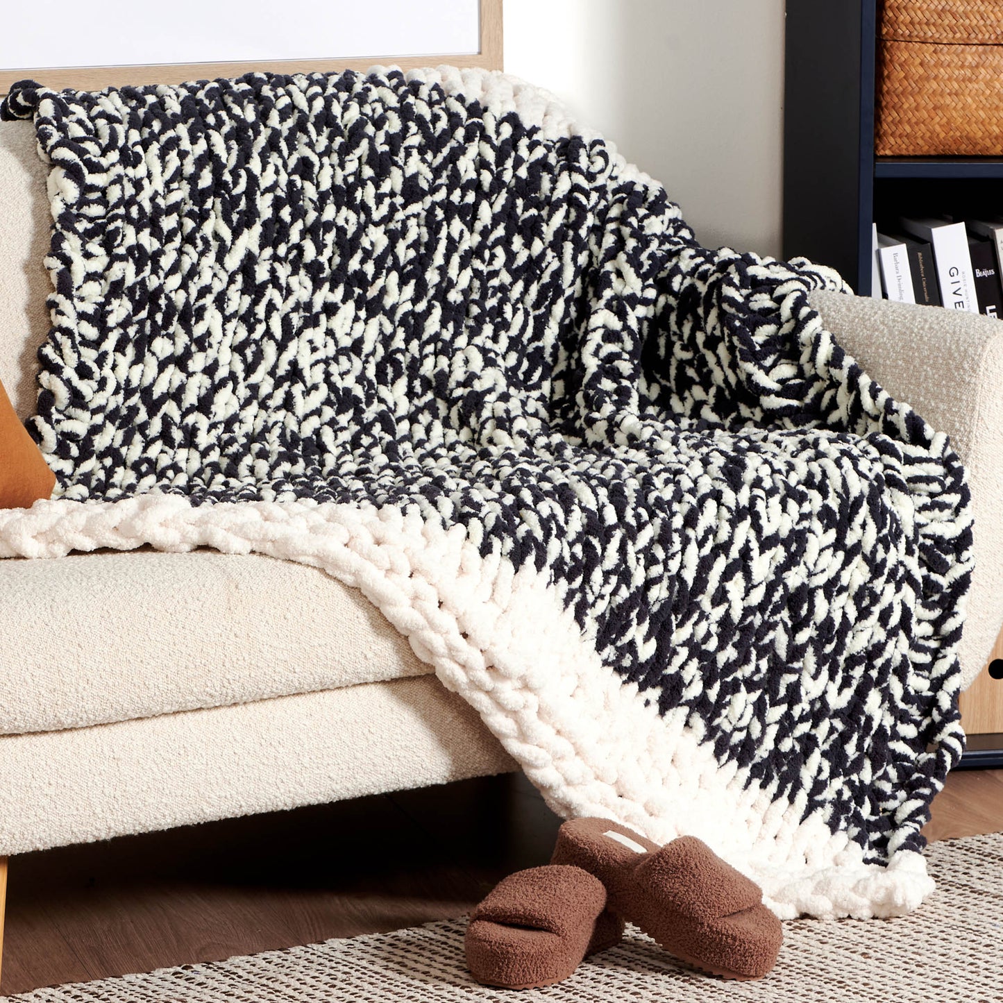 Bernat Go With the Flow Table Knit Blanket