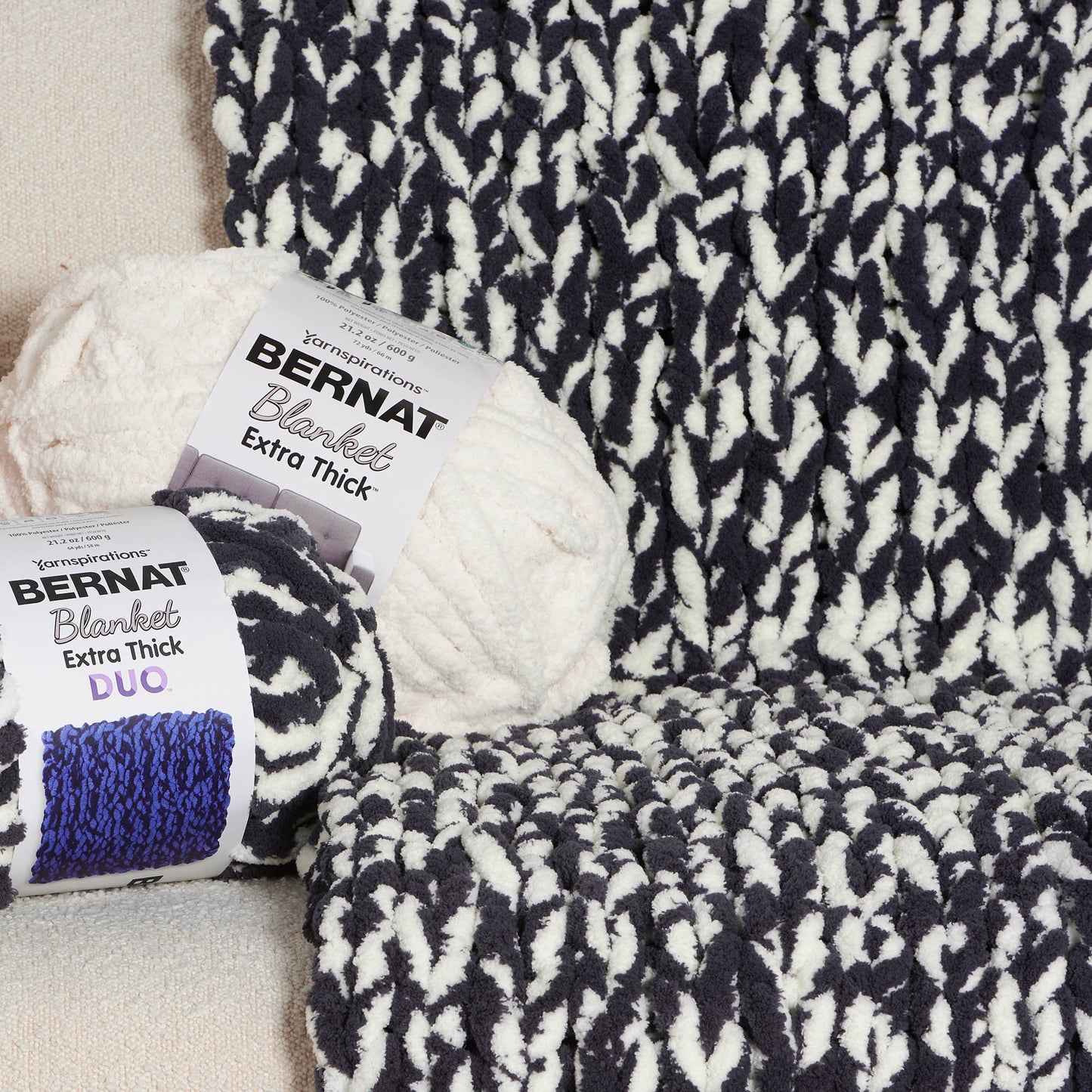 Bernat Go With the Flow Table Knit Blanket