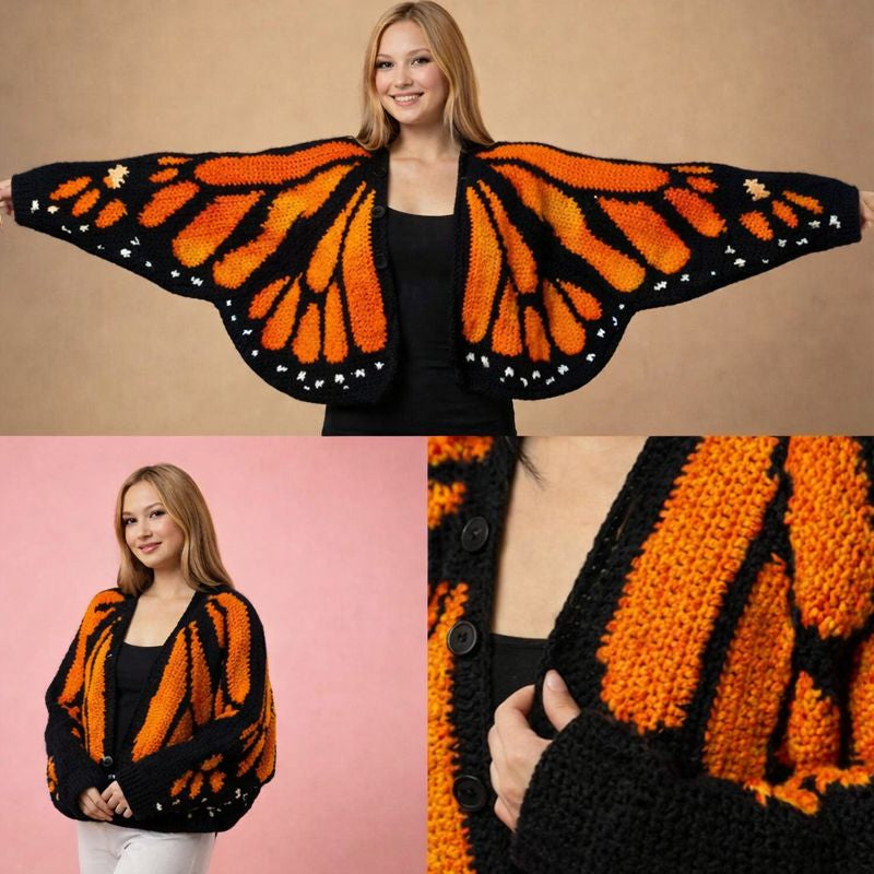 Monarch Butterfly Cardigan Crochet Pattern (PDF)