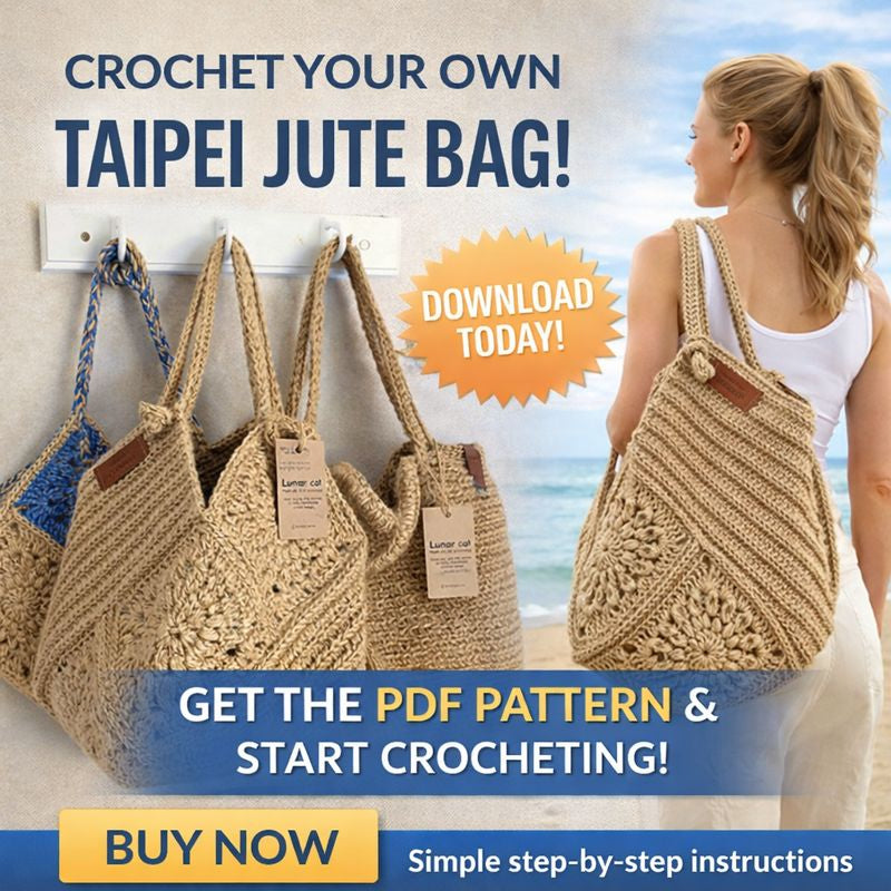 Jute Crochet Bag Pattern - Stylish Granny Square Tote Design