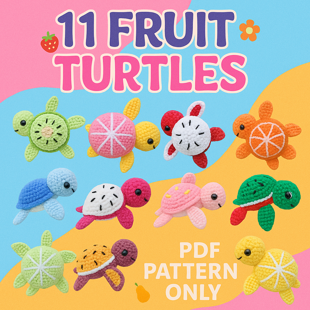 11 Fruit Turtle Crochet Pattern Bundle