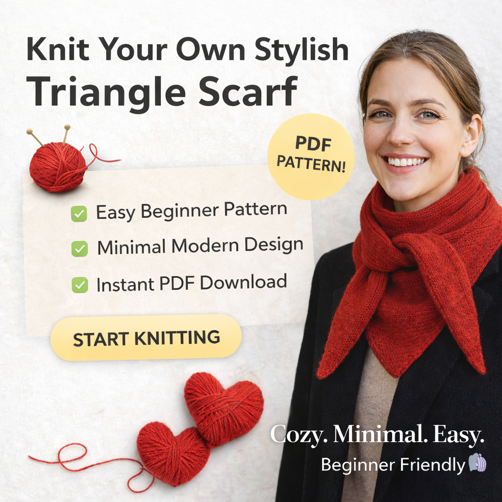 Easy Triangle Scarf Knitting Pattern PDF