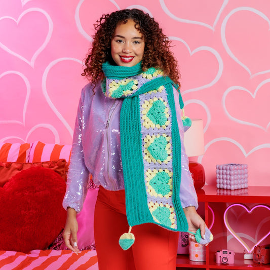 Red Heart Hearts All Around Crochet Scarf