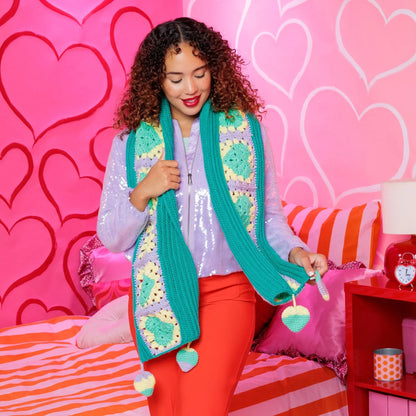 Red Heart Hearts All Around Crochet Scarf Red Heart