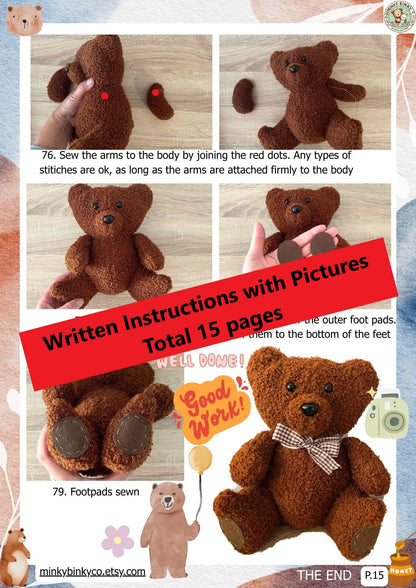 Ultimate DIY Teddy Bear Sewing Pattern (PDF) + Step-by-Step Video Tutorial – Instant Download!