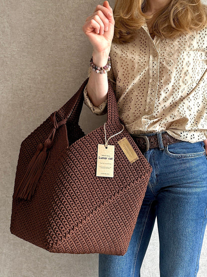 Crochet Tote Bag Pattern Reusable Grocery Bag, Tote Bag Crochet Pattern PDF Aesthetic Bag, Large Crochet Beach Bag