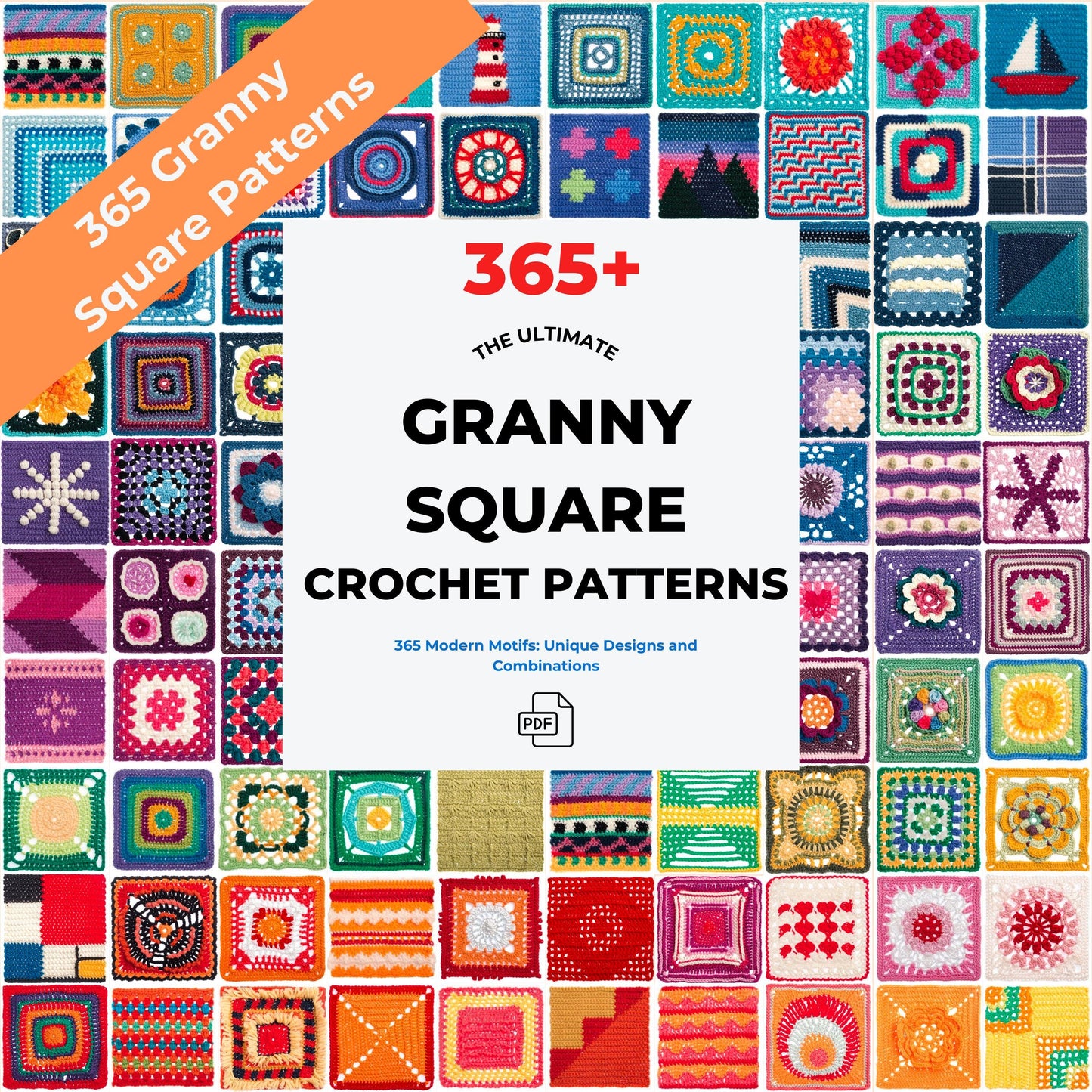365 Granny Square Patterns , Ultimate Crochet Pattern Bundle, Crochet Pattern For Beginners, Instant Digital Download