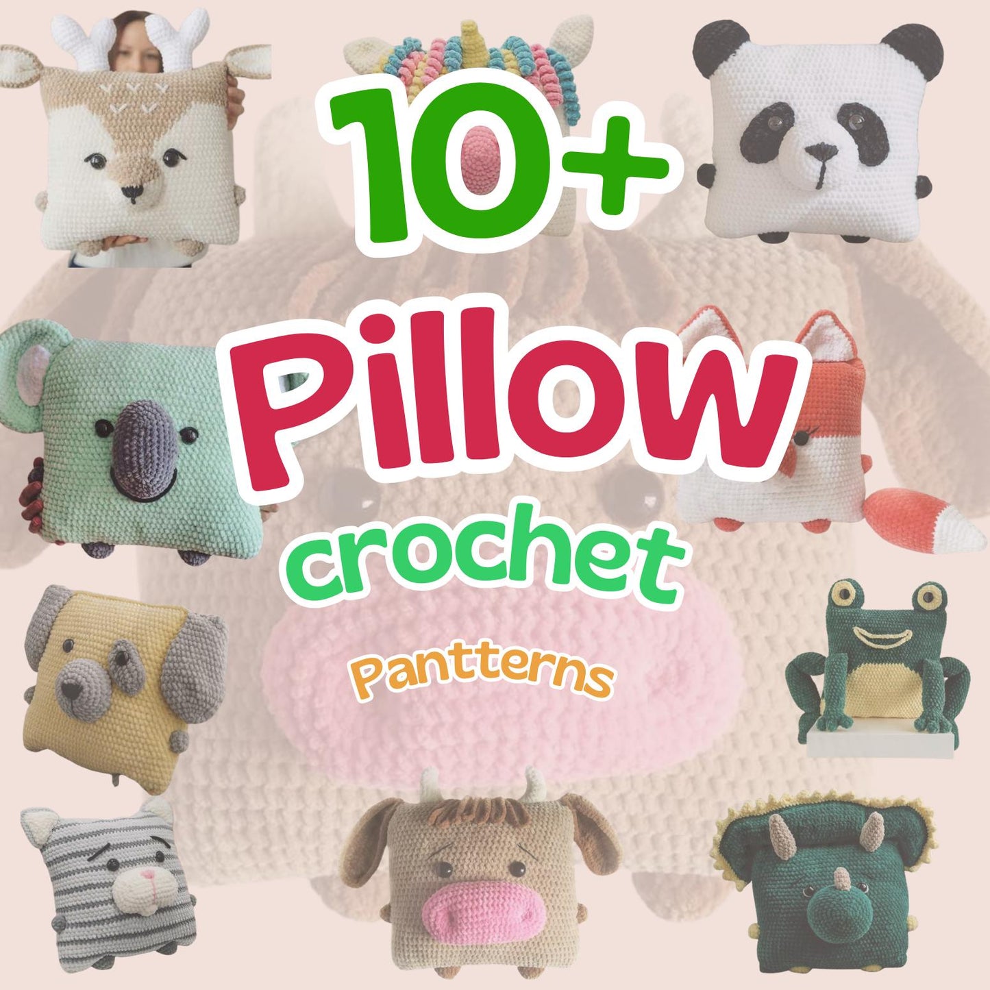 12 In 1 Pillow Crochet Pattern, Amigurumi Digital PDF Tutorial, Instant Download, DIY Plush Decor, Pillow Crochet PDF Pattern