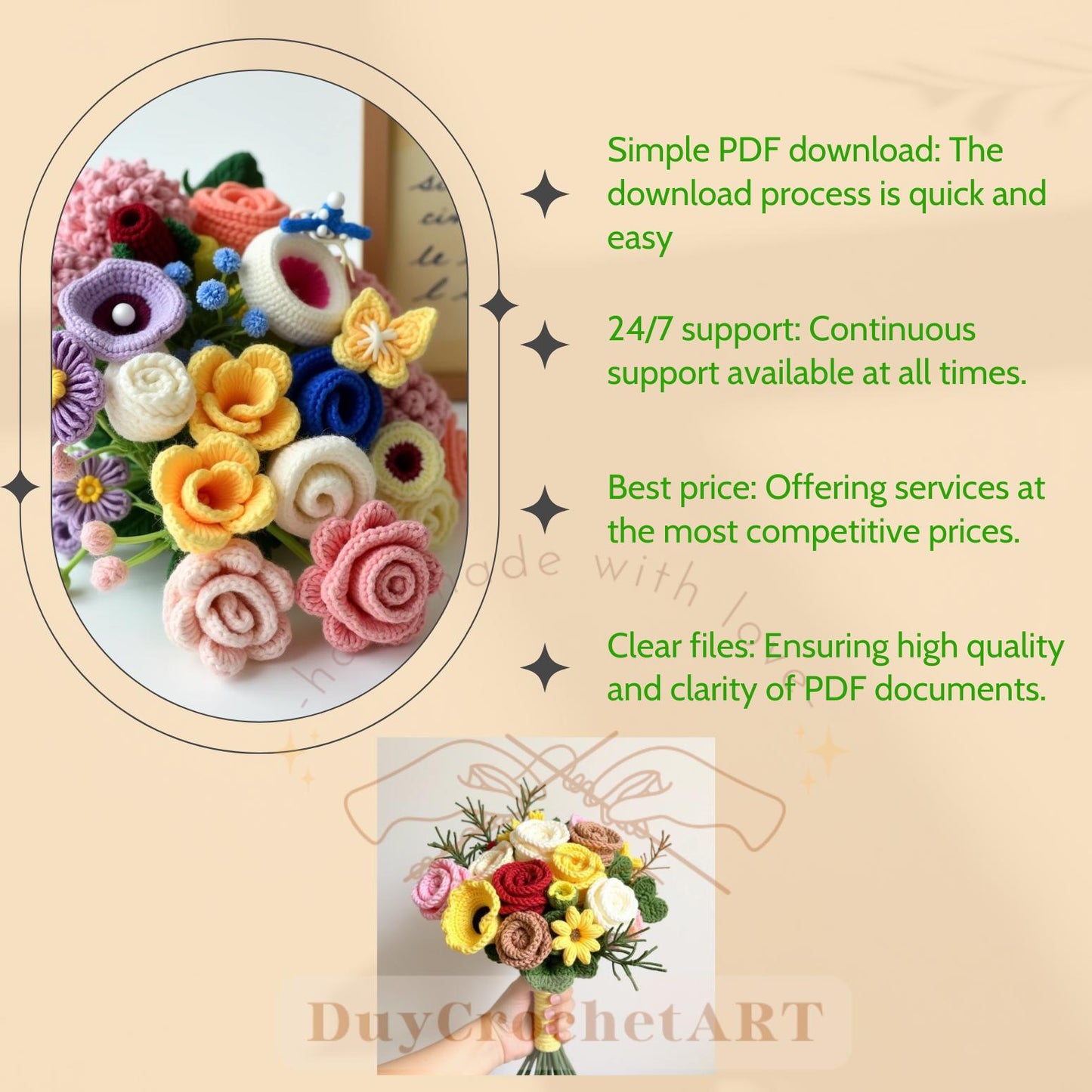 50 In 1 Flower Crochet Pattern Bundle, Crochet Flower Bouquet Patterns, Wedding Flowers, Blossom Thirteen, Tulip Pattern, Sunflower Pattern