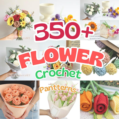 350 In 1 Flower Crochet Pattern Bundle, Crochet Flower Bouquet Patterns, Blossom Thirteen, Tulip Pattern, Sunflower Pattern, Wedding Flowers