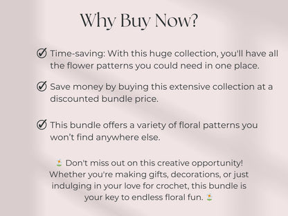 800 Flower Crochet Pattern Bundle – Roses, Tulips, Daisies, Sunflowers, Digital Patterns for Weddings, Mother’s Day, Home Décor,Graduation