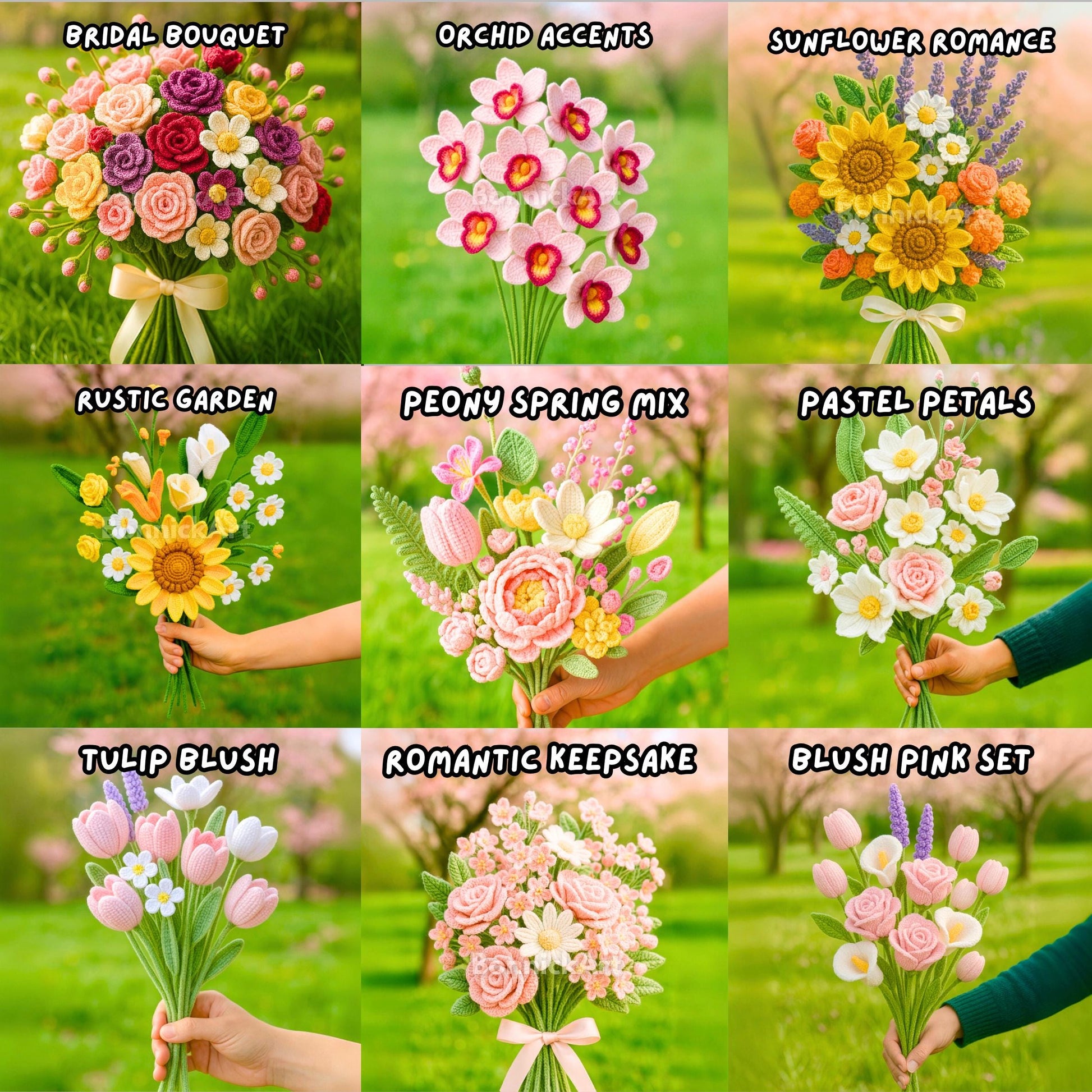 600+ Flower Bouquet Crochet PATTERN Bundle Digital Mother Day Floral Stem Amigurumi Pot Plant Spring Sun Wedding Rose Tulip Daisy Graduation